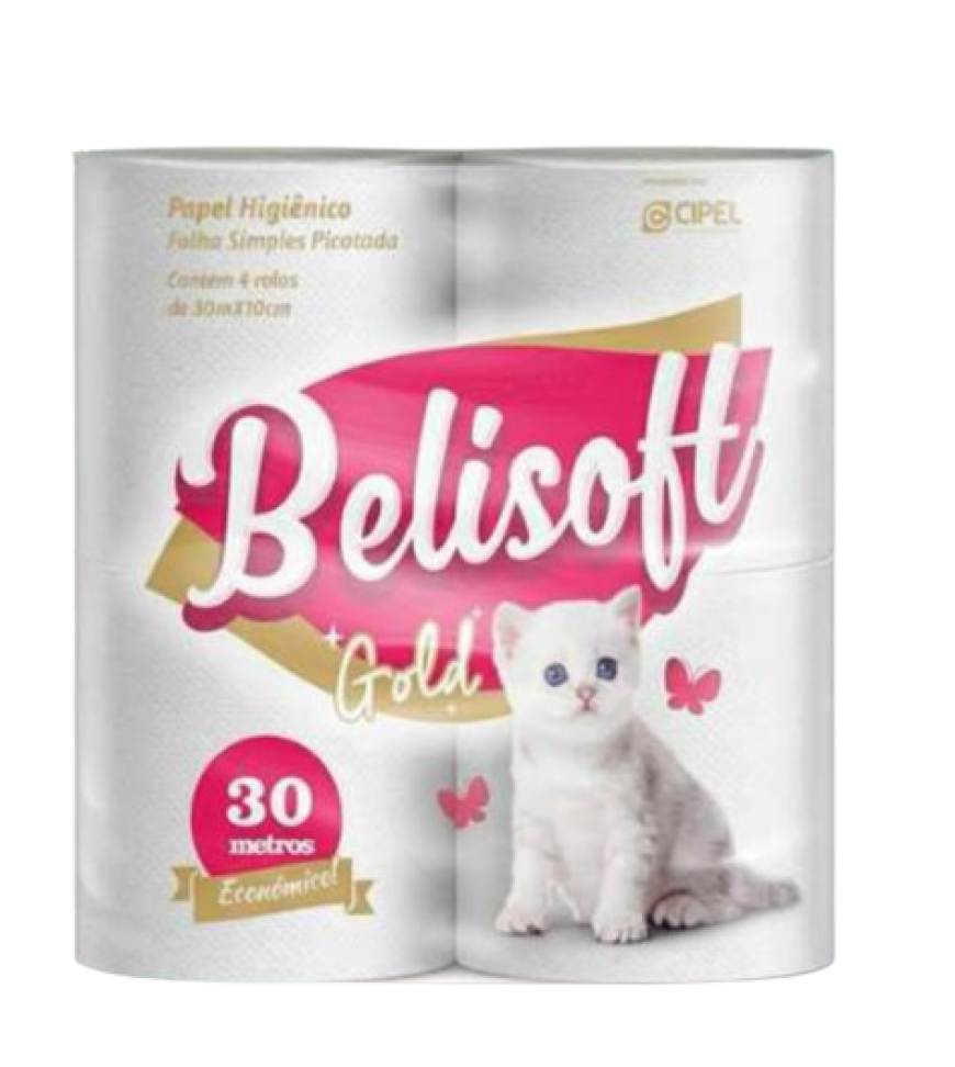 Papel Higienico Belisoft Gold C/4 Rolos 30m