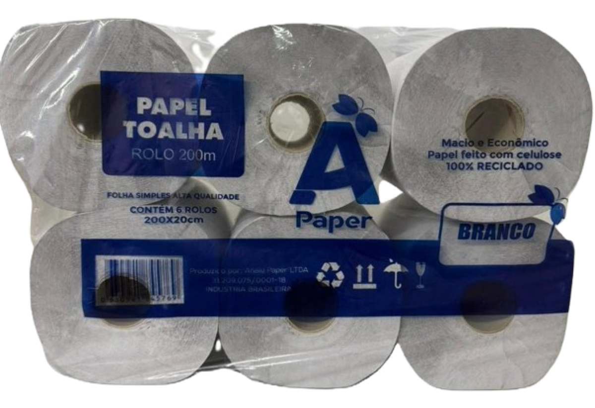 Papel Bobina Branco APaper 6 rolos