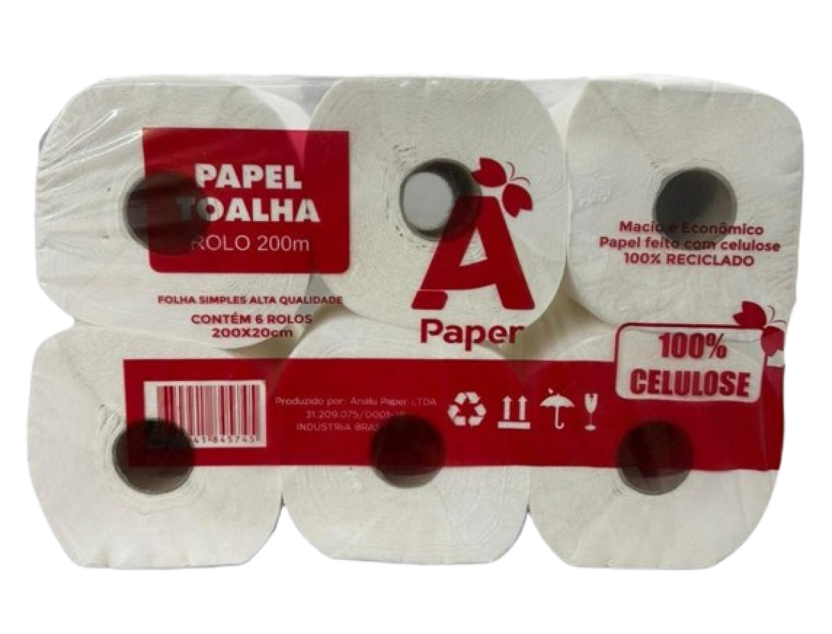 Papel Bobina Celulose APaper 6 rolos