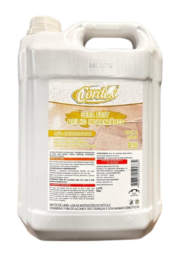Cera Brilho Instantâneo Incolor Cordex - 5L