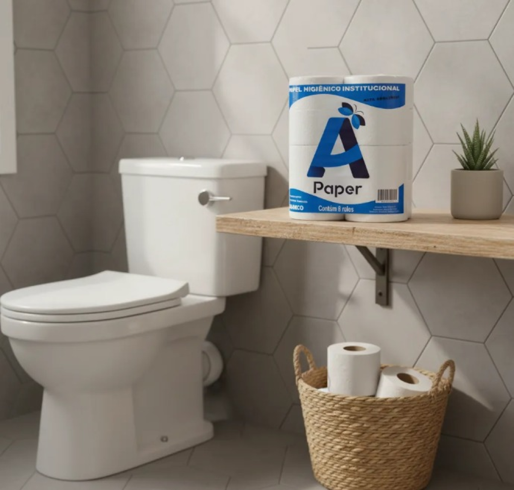 Papel Higiénico Rolão Branco Apaper 8 rolos