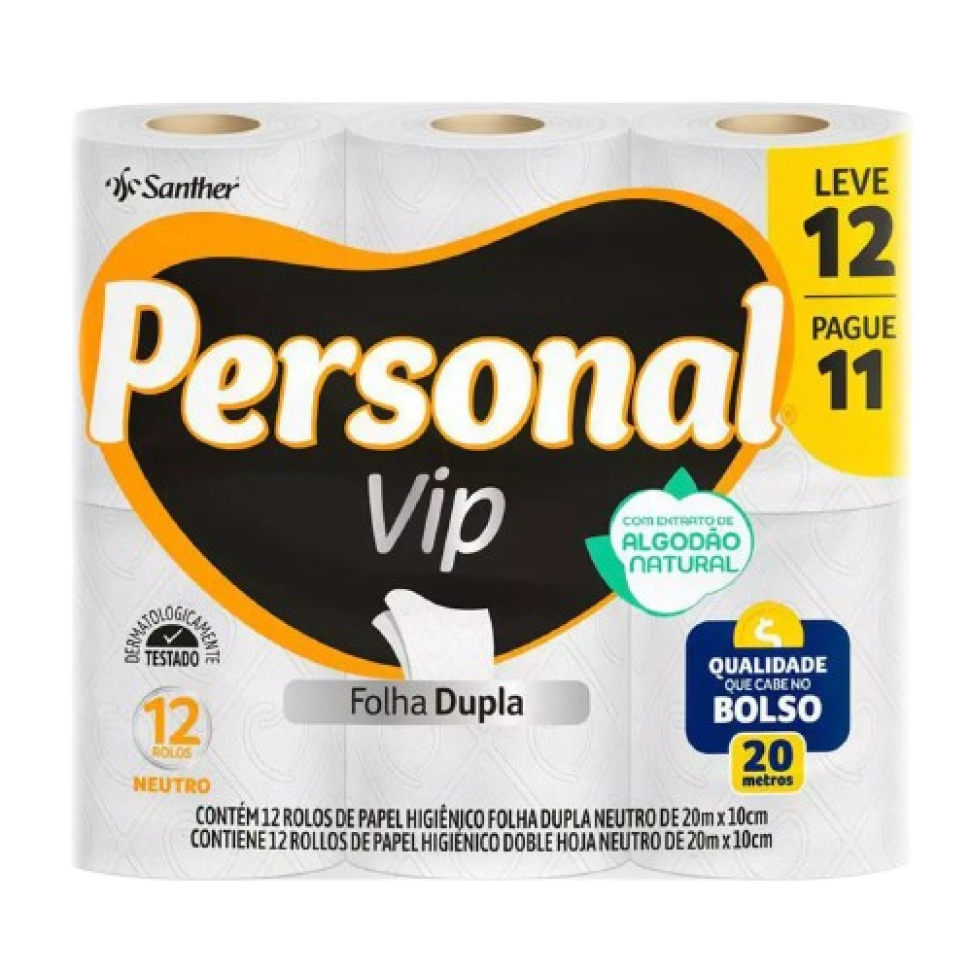 Papel Higiênico Personal Vip Neutro Leve 12 Rolos
