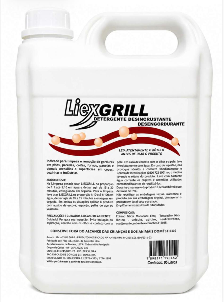 Detergente Desengordurante Desincrustante Liex Grill - 5L