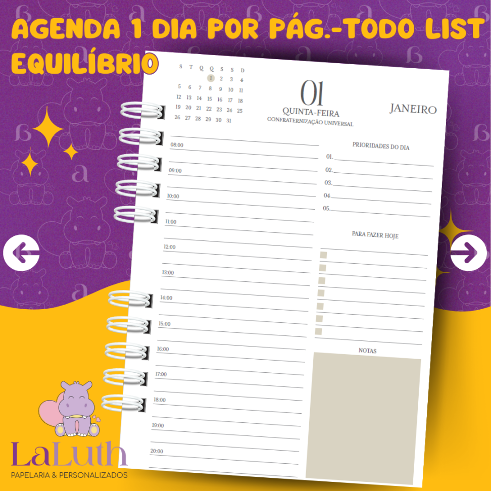Agenda 1 Dia por Pág. - ToDo List Equilíbrio