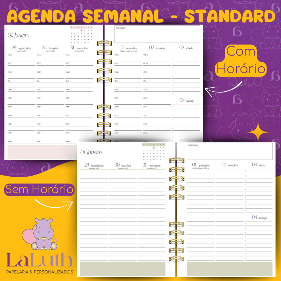 Agenda Semanal 2026 - Standard