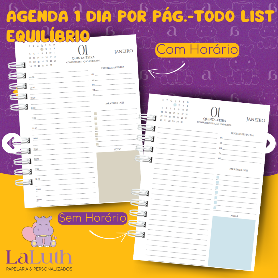 Agenda 1 Dia por Pág. - ToDo List Equilíbrio