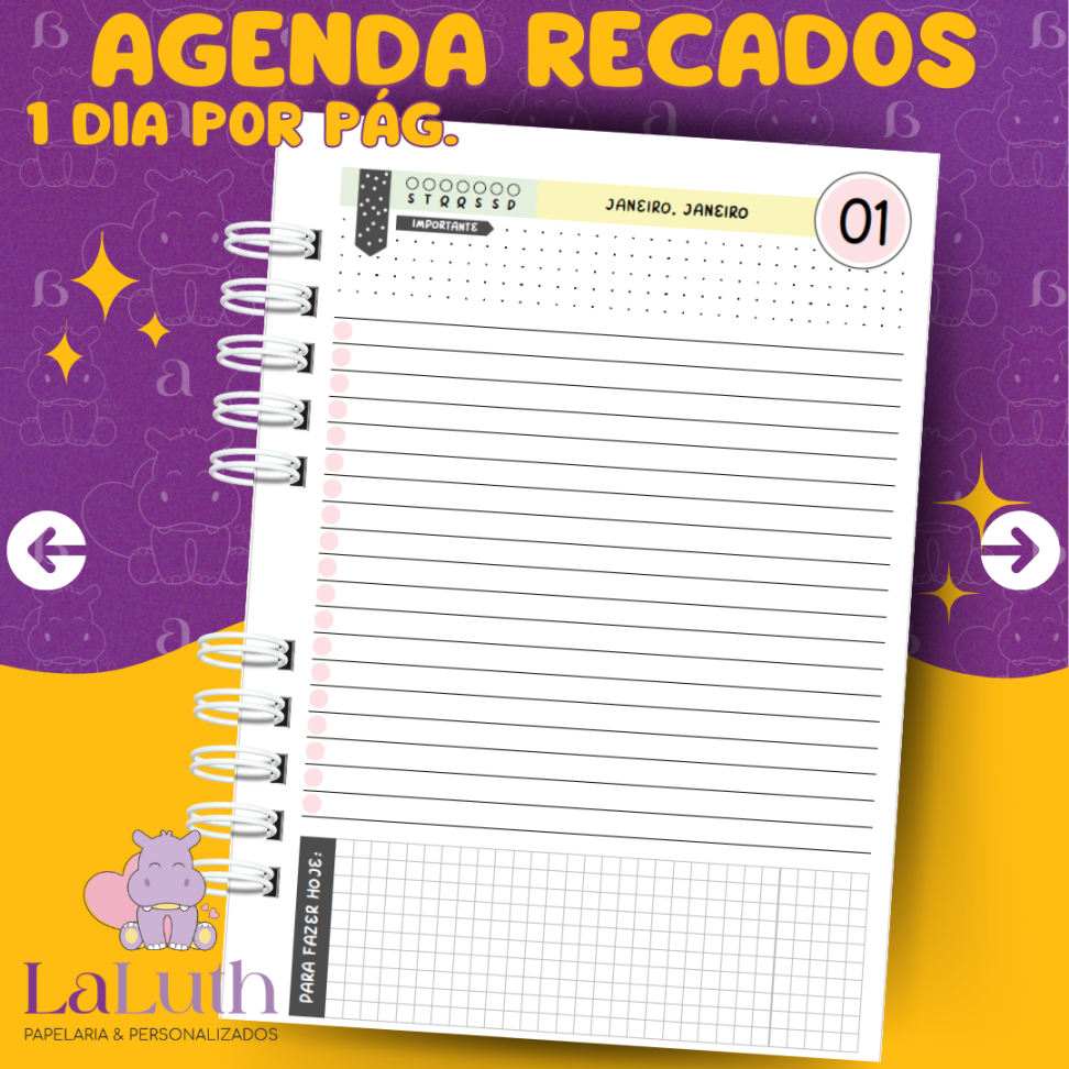 Agenda Recados - Permanente - 1 Dia por Pág