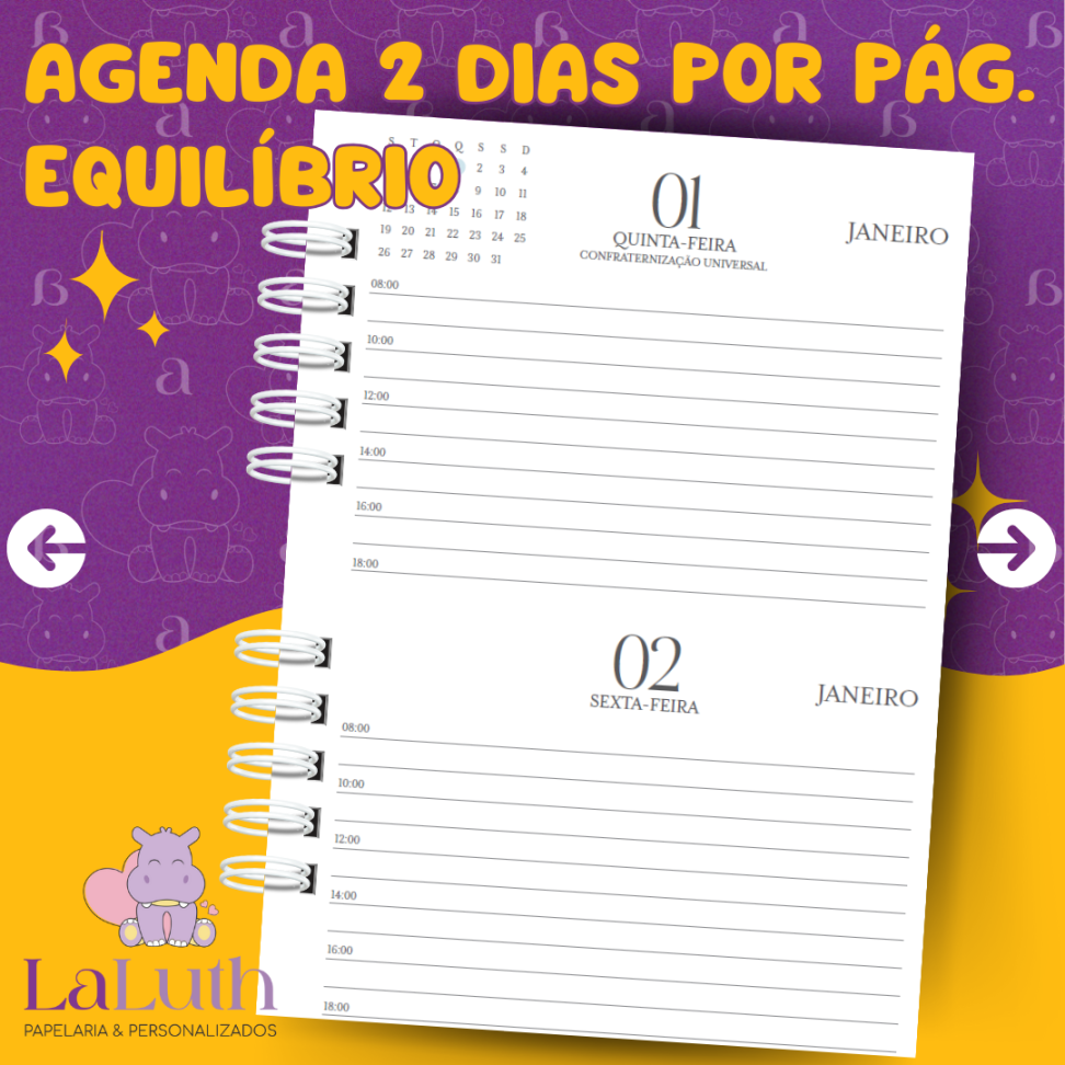 Agenda 2 Dias por Pág. - Equilíbrio