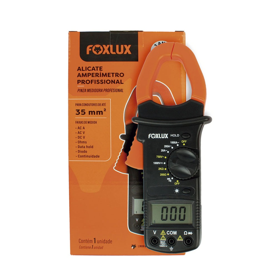 Alicate Amperímetro Foxlux Profissional Pilha