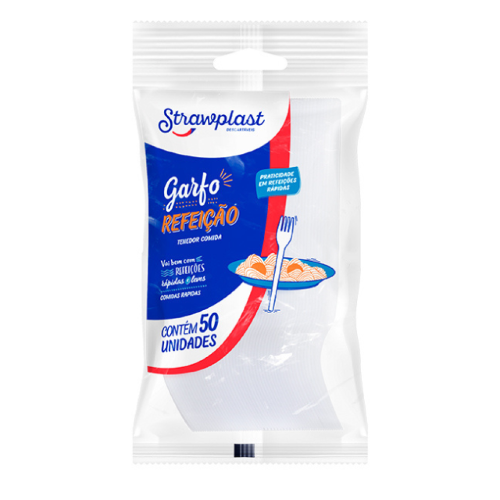 Garfo Strawplast Refeição Branco C/50