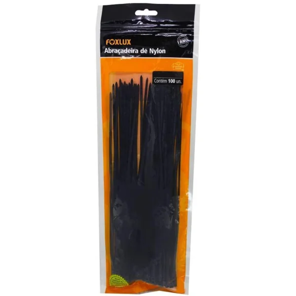 Abraçadeira de Nylon Foxlux Preta 380x4,8 mm Pct C50