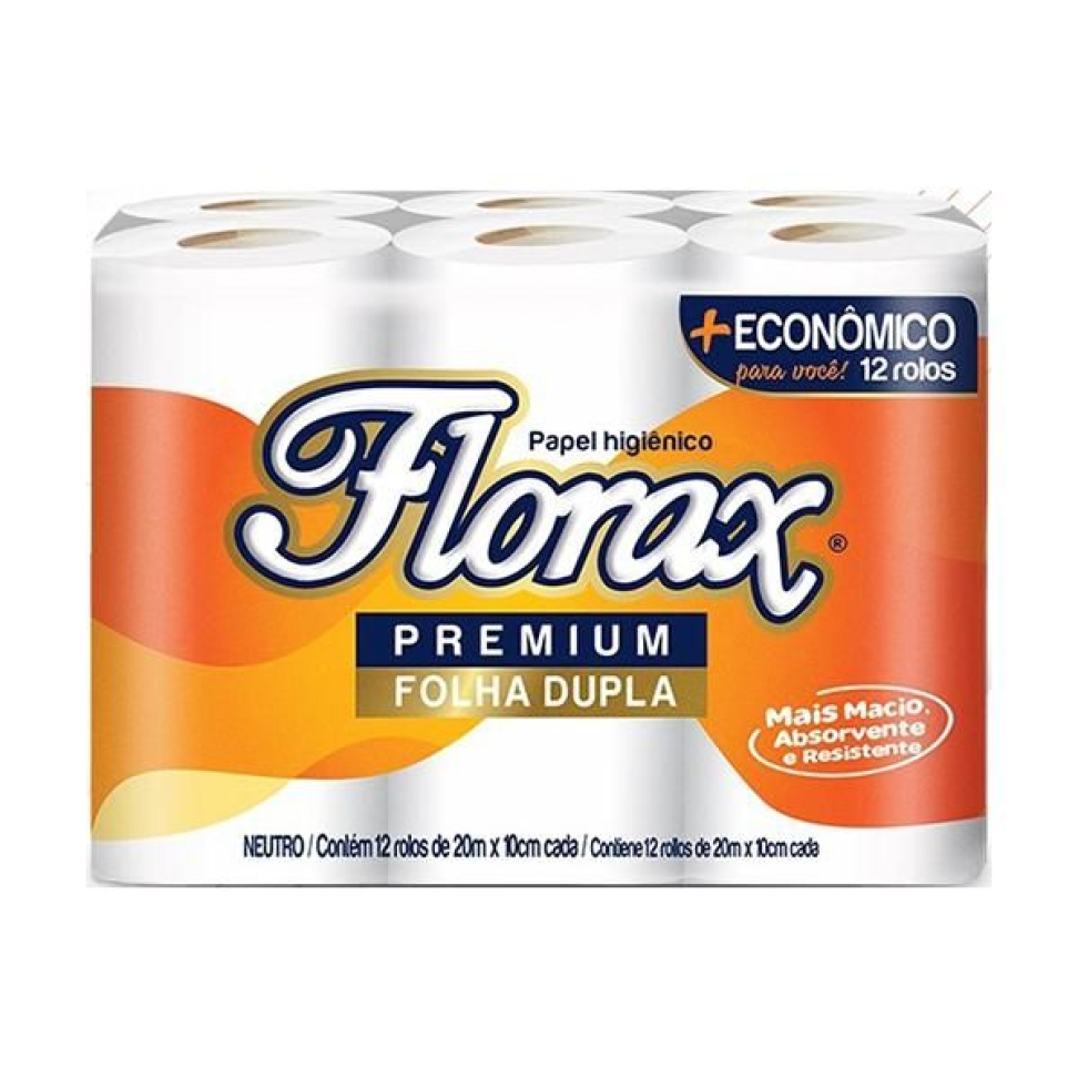 Papel Higiênico Florax Folha Dupla 12 Rolos