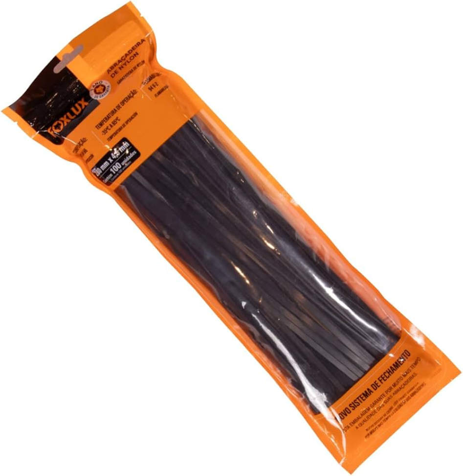 Abraçadeira de Nylon Foxlux Preta 280x4,8 mm Pct C25