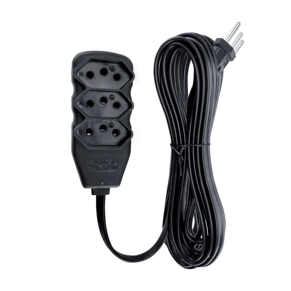 Extensão Elétrica 3 Tomadas Tripolar 10m Bivolt Preto