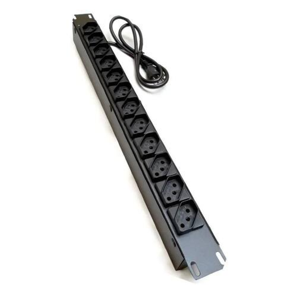 Extensão Régua 12 Tomadas Rack 19" Profissional