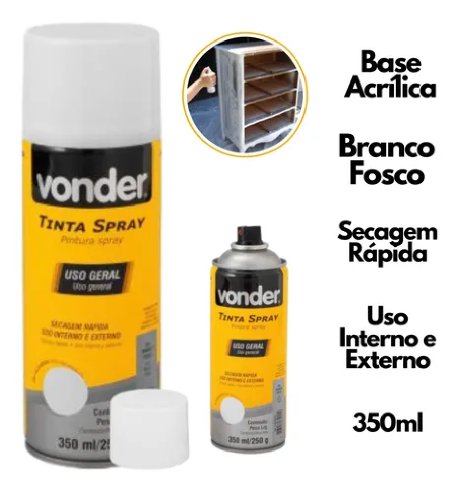 Tinta Spray Vonder Branco Fosco 350ml