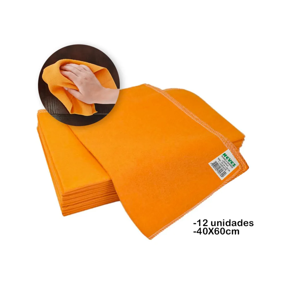 Flanela de Limpeza Pura Casa Laranja 40x60cm