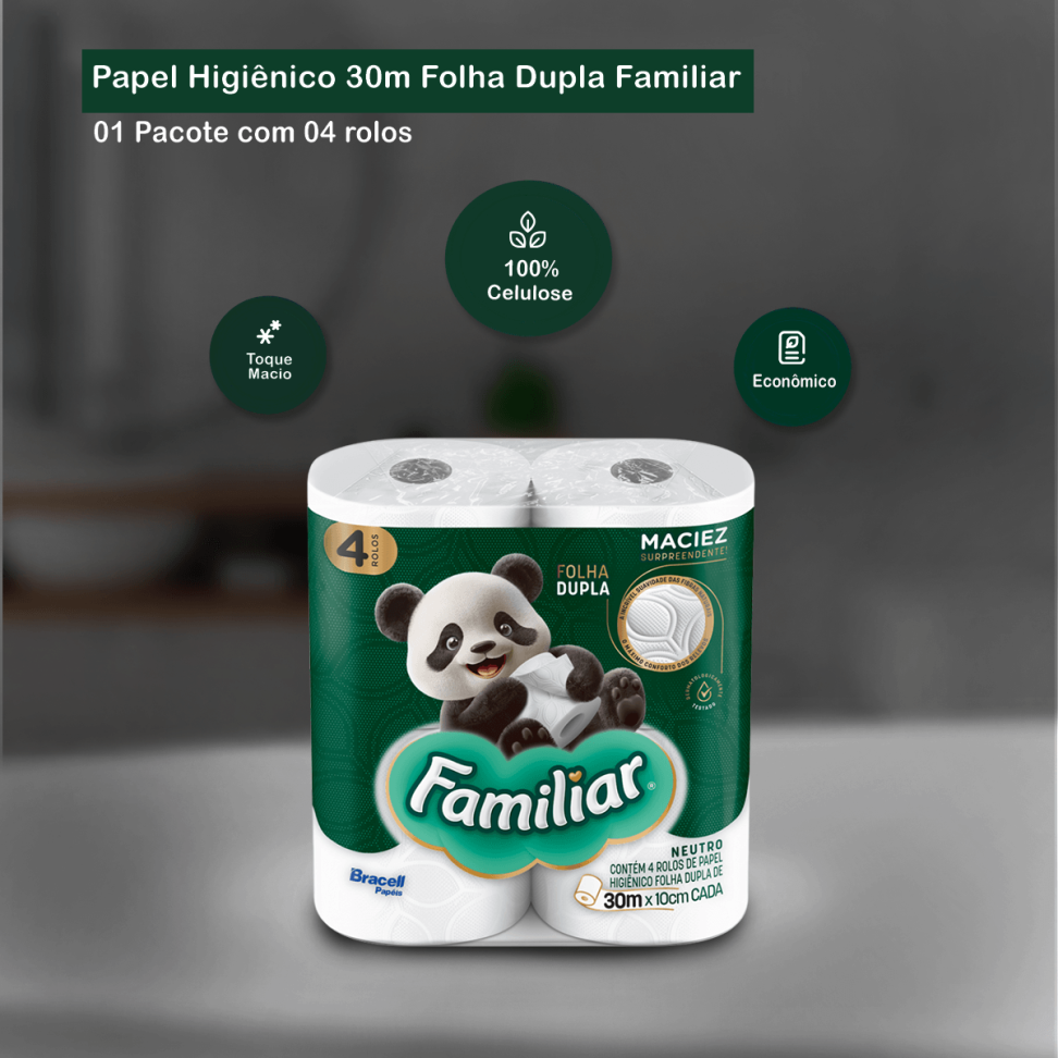 Papel Higiênico Familiar Folha Dupla 04 Rolos