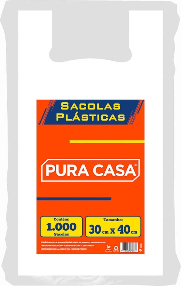 Sacola Plástica Pura Casa 30 x 40 Branca Lisa