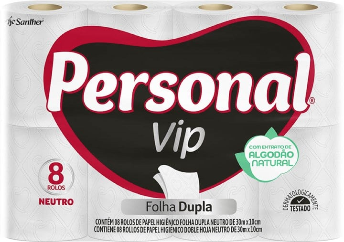 Papel Higiênico Personal Folha Dupla 08 Rolos