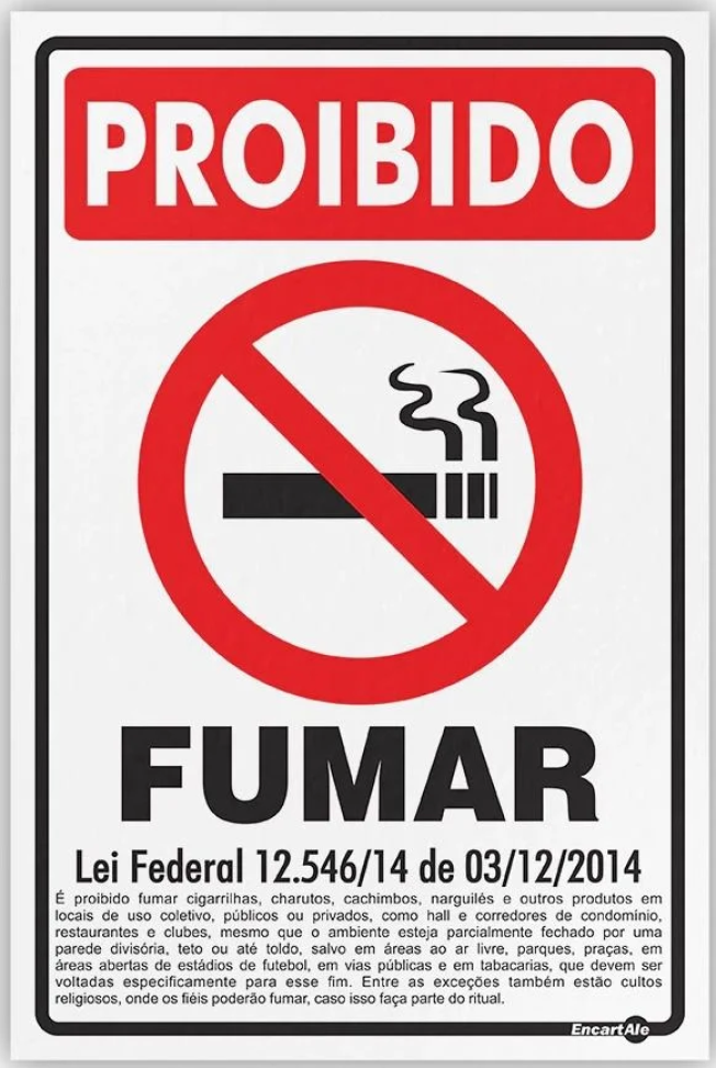 Plaquinha 30x20cm Proibido Fumar