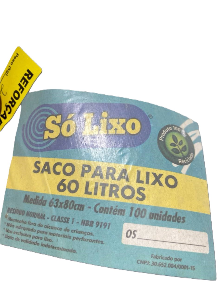 Saco para Lixo Sólixo Reforçado 60L Preto 63 x 80cm C/10