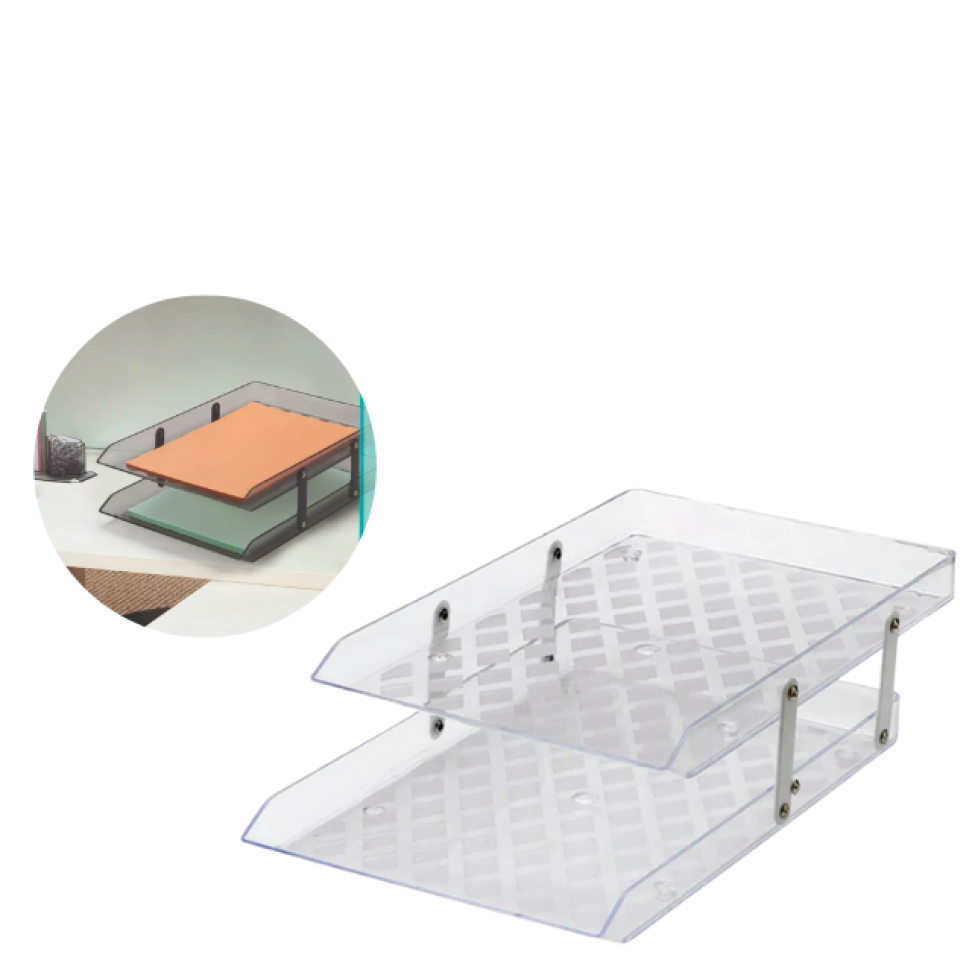 Organizador de Mesa Maxcril Bandeja Dupla Transparente