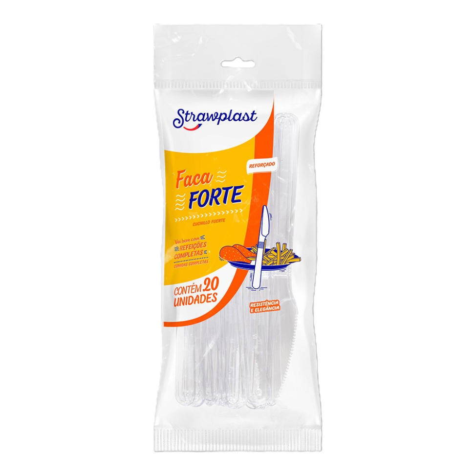 Faca Strawplast Forte Branca C/20