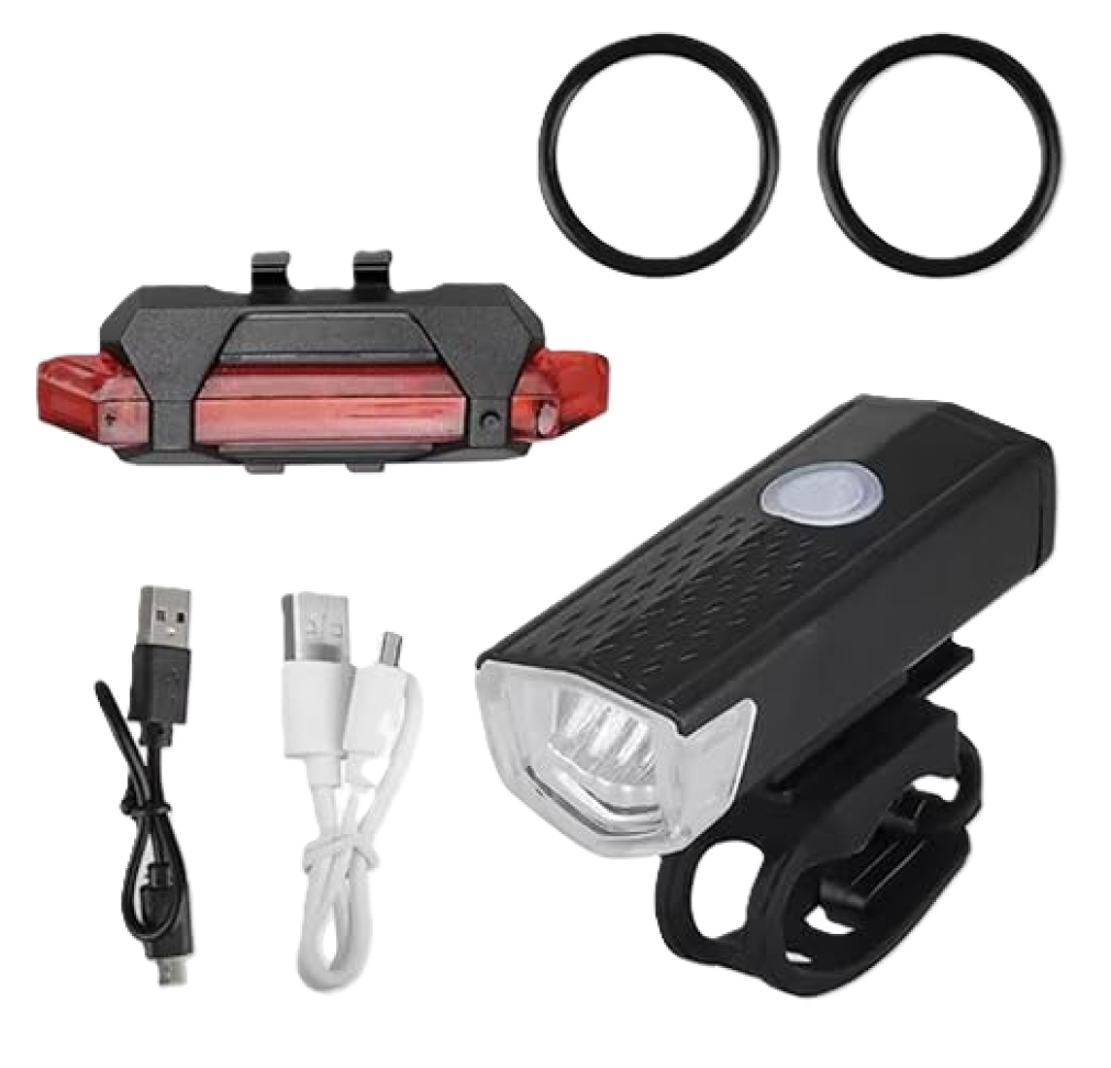 Kit Farol Bike Led Recarregável Dianteira Traseira