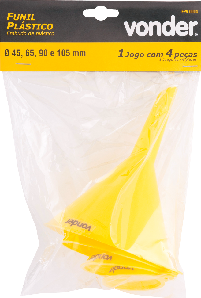 Jogo de Funis Plásticos Vonder 04 Peças