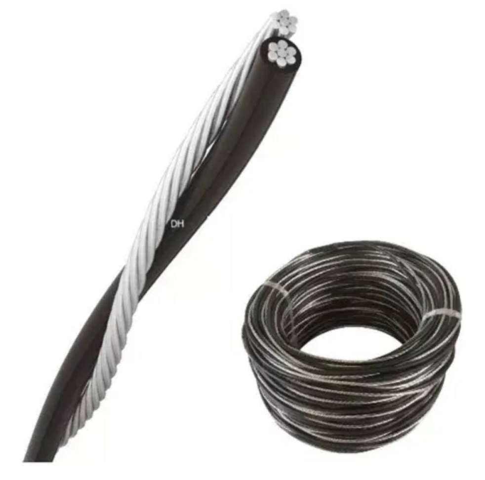 Cabo Duplo 10mm Alumínio Preto Energia Elétrica (metro)
