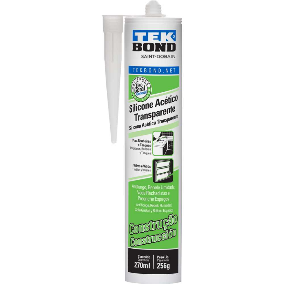 Borracha de Silicone TekBond Acético Transparente 256g