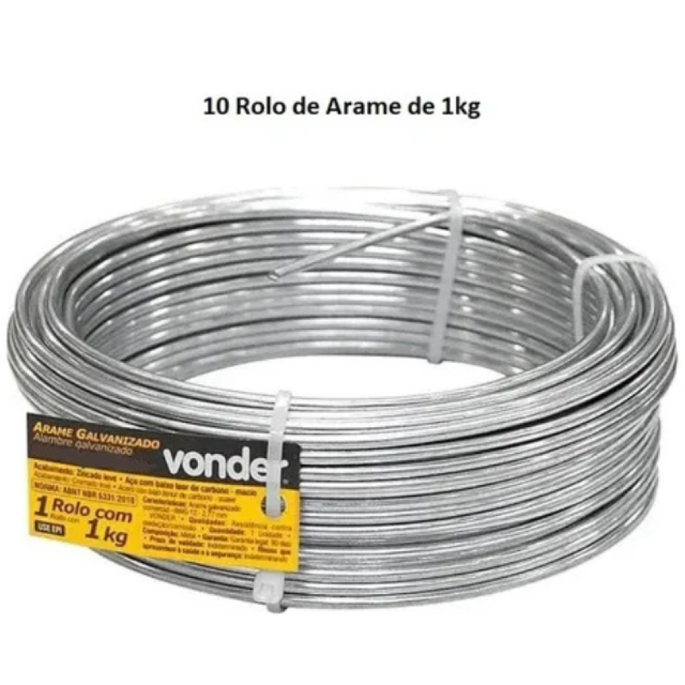 Arame Liso Galvanizado Vonder 14 BWG 2,11mm 10m