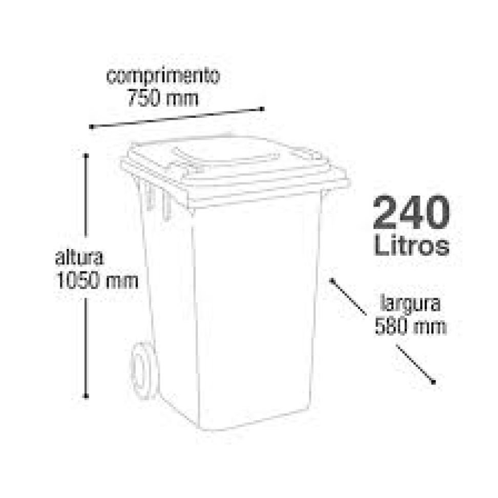 Lixeira Container Arqplast Com Tampa Roda Preto 240L