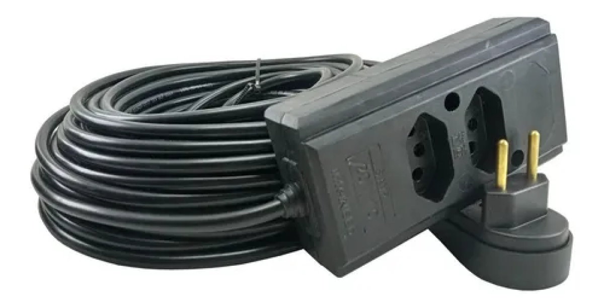 Extensão Elétrica 30m Barra Dupla 20A 2P+T Cabo PP 2 x 1mm Preto