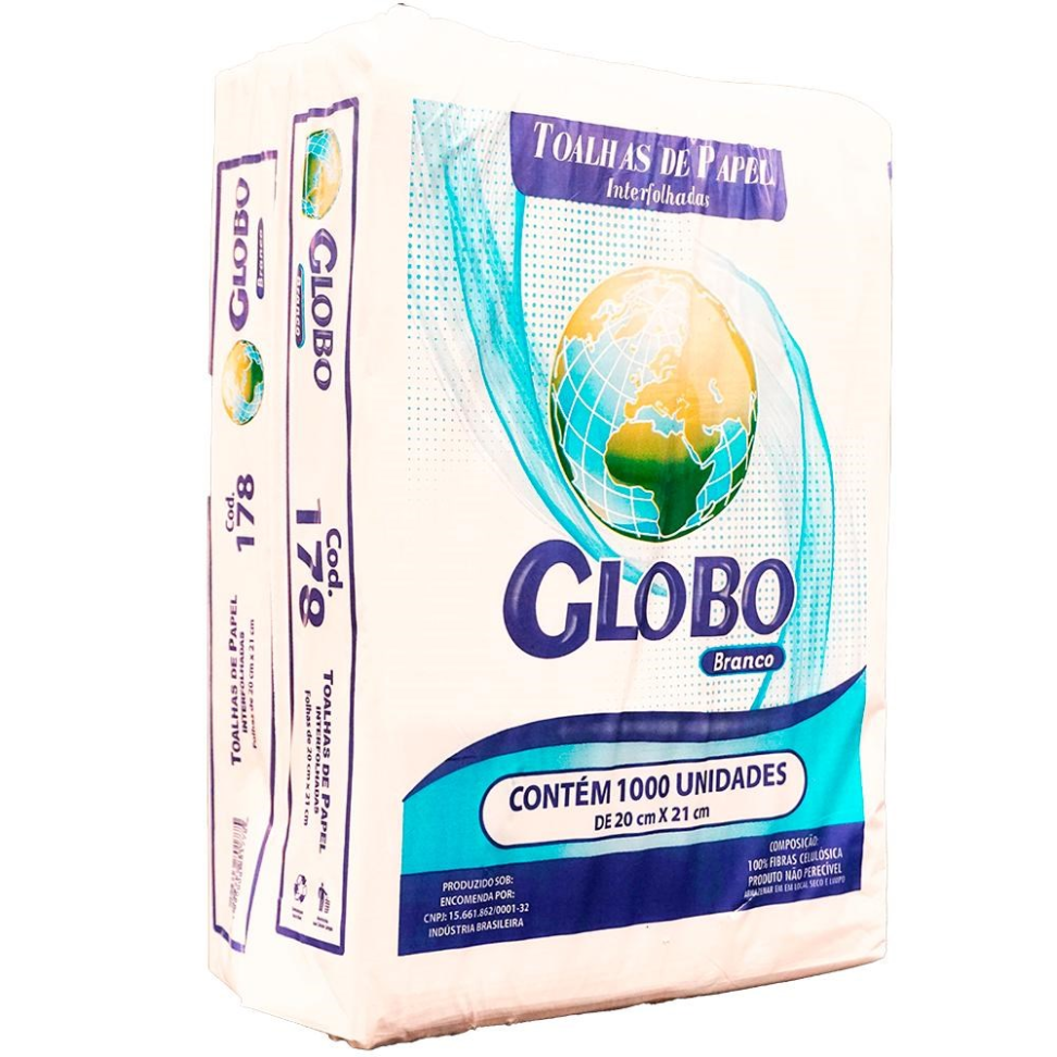 Toalha de Papel Globo Interfolhado Cod.178 1000fls 20 x 21cm