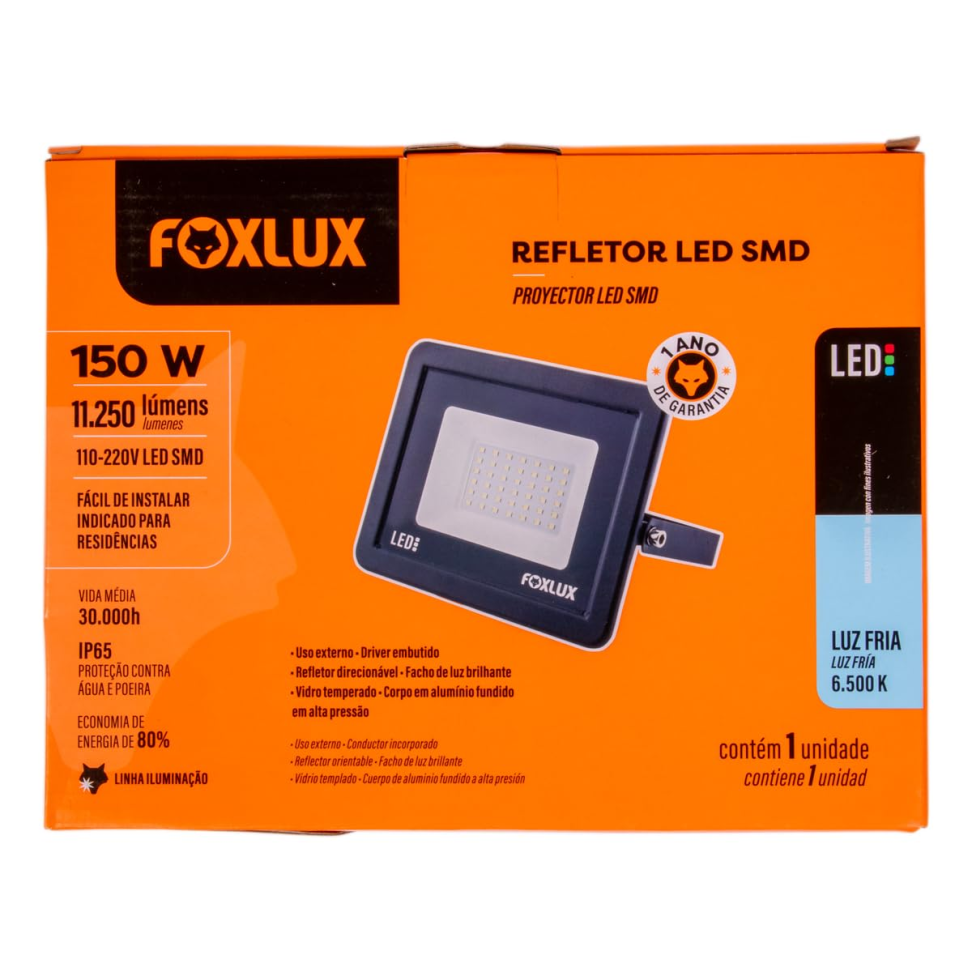 Refletor Led Foxlux Slim 150W 6500K Bivolt Preto - #1