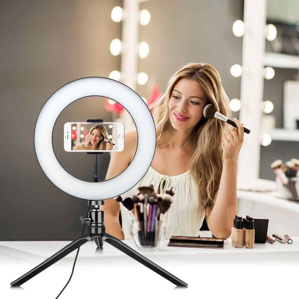 Ring Light de Mesa Iluminador Led Tripé 6 com Suporte Celular
