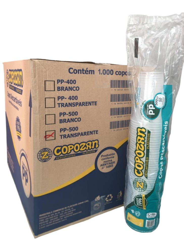 Copo Descartável 500ml Copozan C/50 Unidade