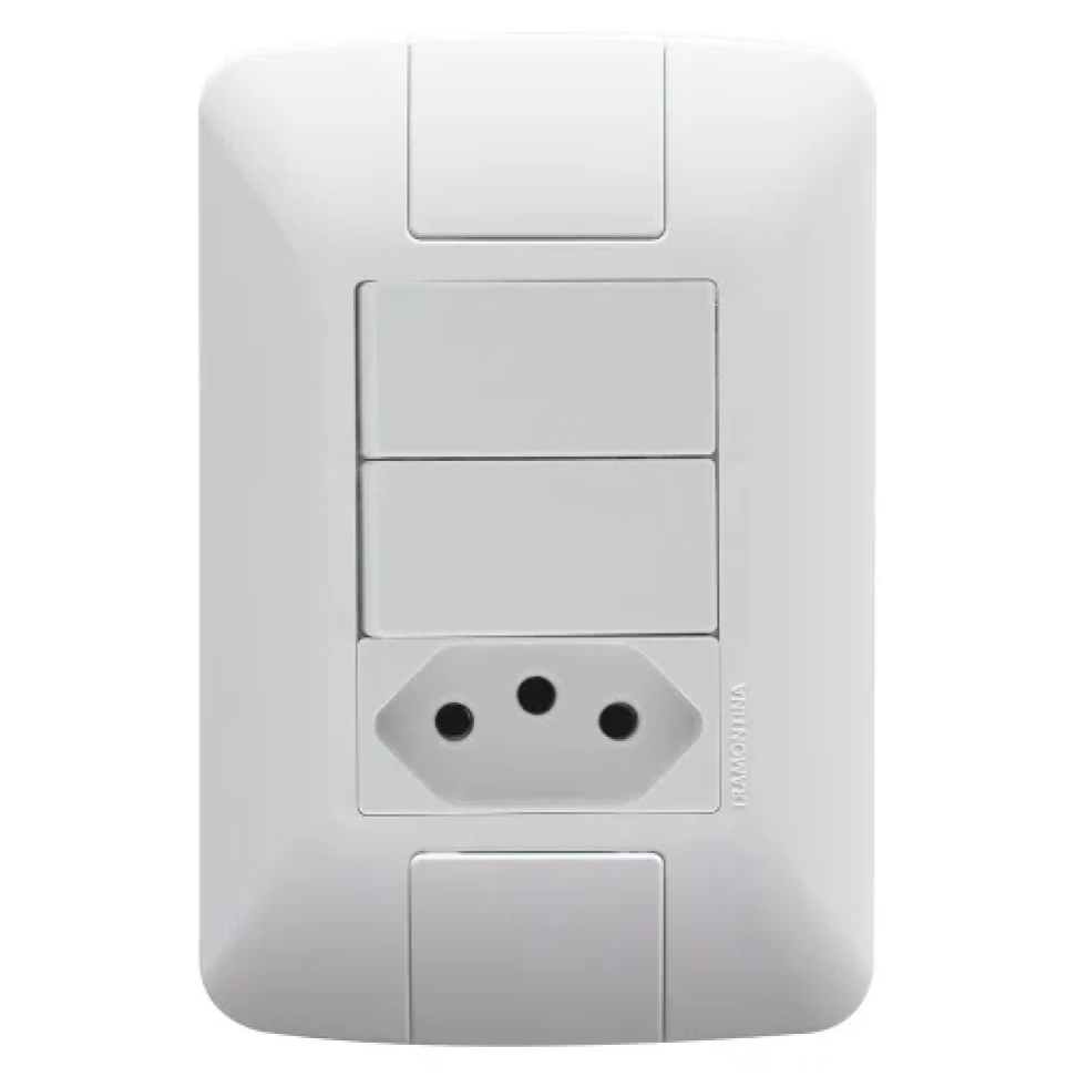 Conjunto Tramontina Aria 2 Interruptores 6a 250 V e 1 Tomada 2P+T 10a 250 V