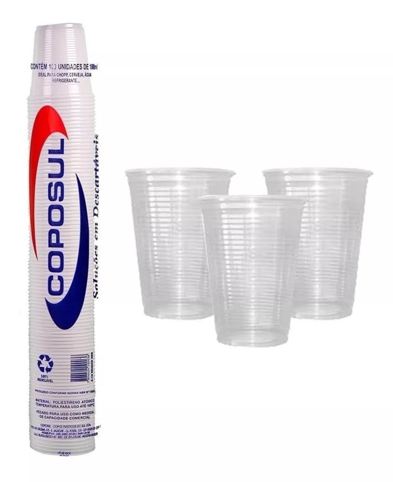Copo Descartável 200ml Coposul C/100 Unidade
