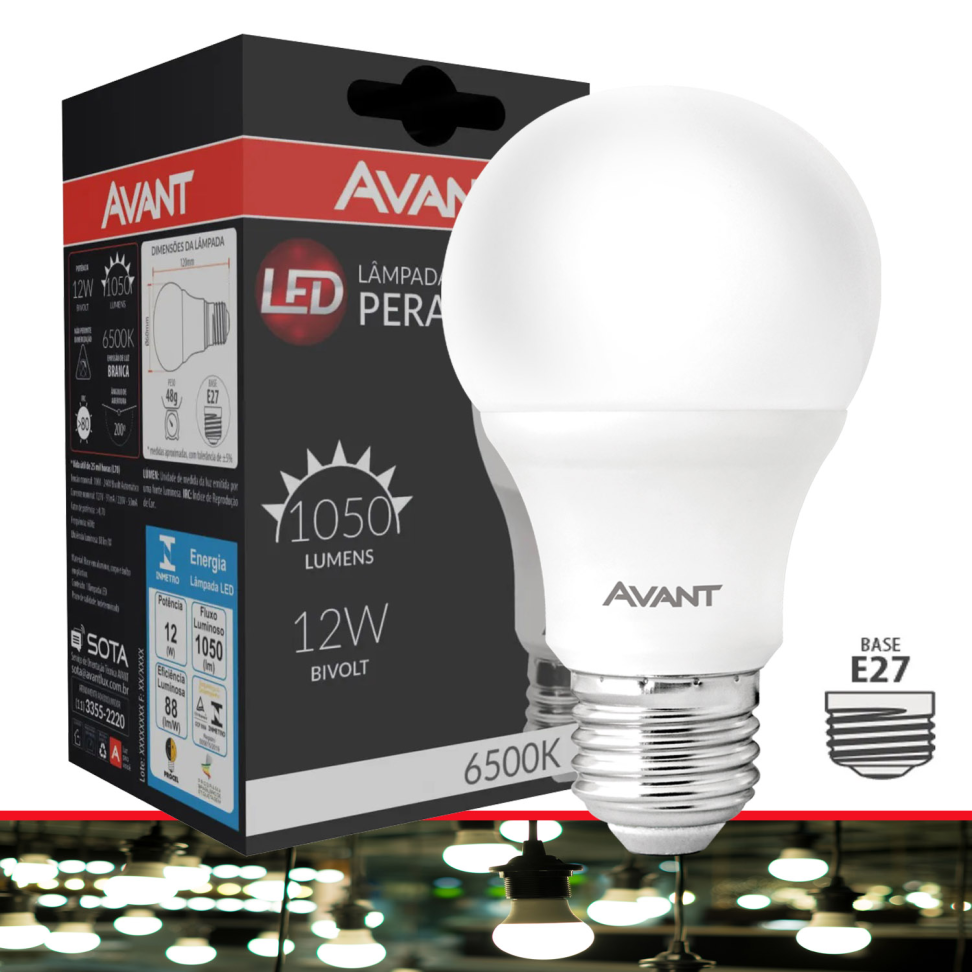 Lâmpada Led Avant Pera 12W Branco Frio Bivolt
