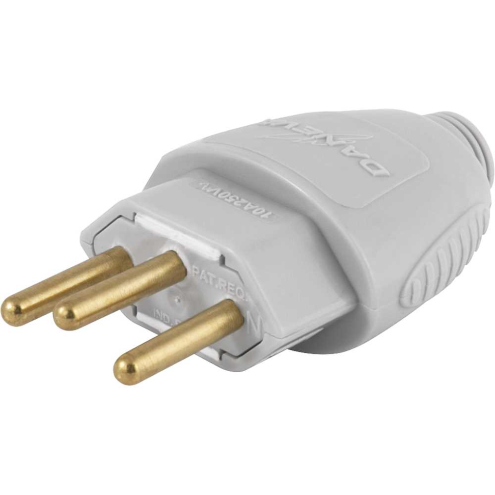 Plugue Macho Daneva 2P+T 10A Cinza