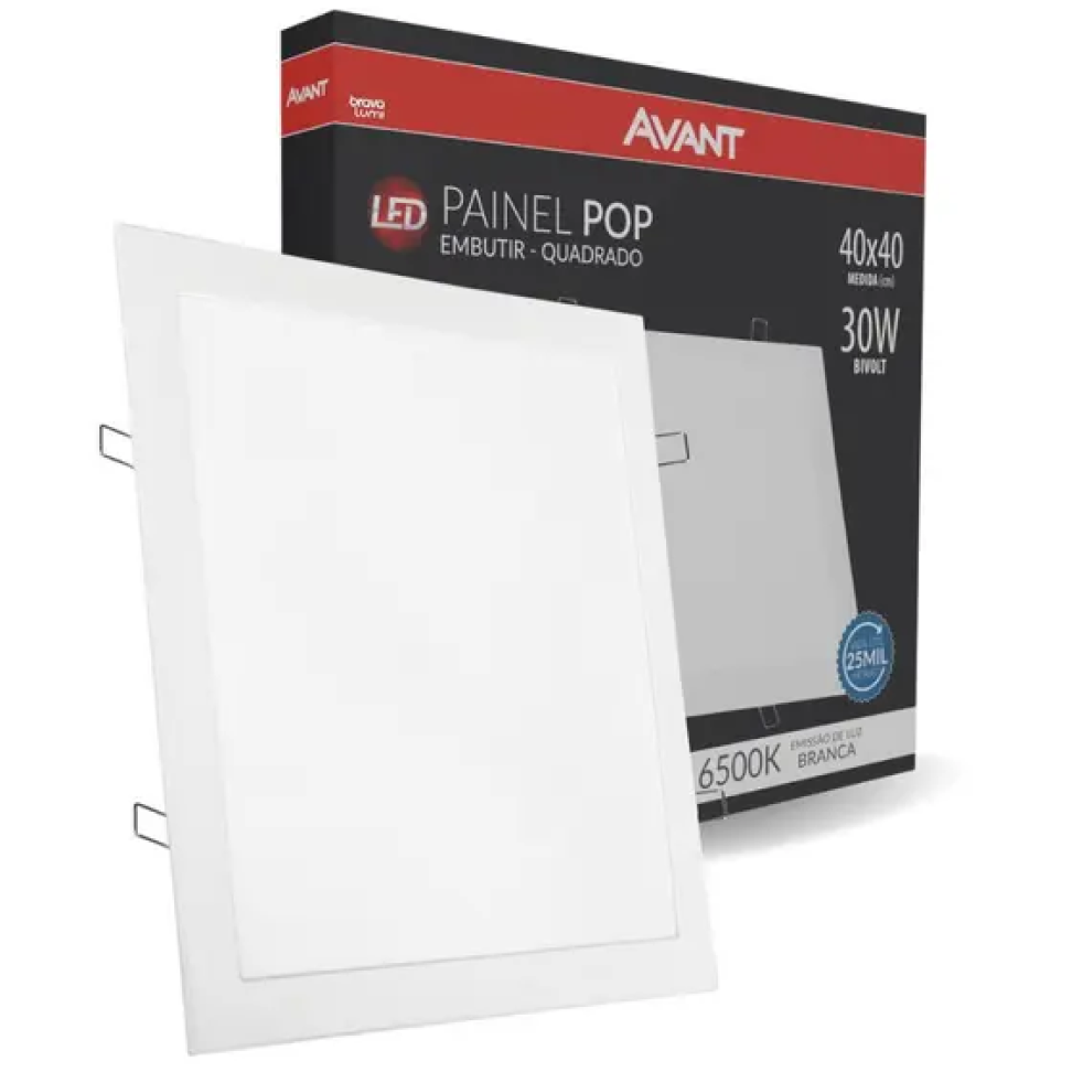 Painel de Led Embutir Quadrado 30W Avant 6500K Bivolt 40 x 40 cm