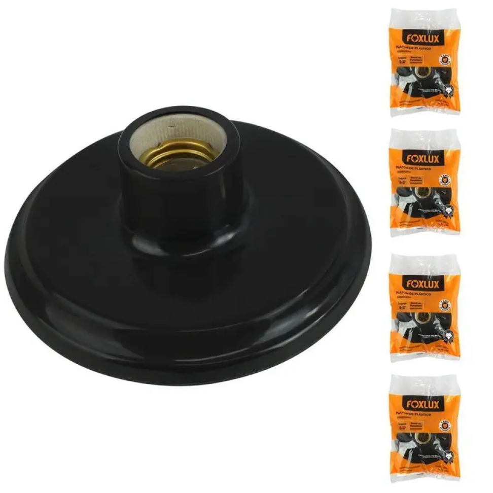 Plafon de Plástico Foxlux Preto E27