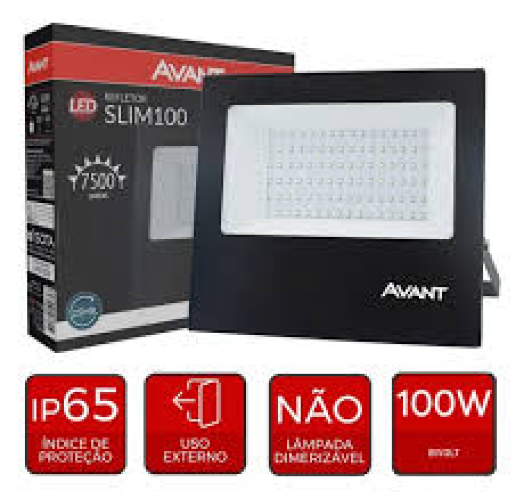Refletor Led Avant Slim 100W 6500K Bivolt