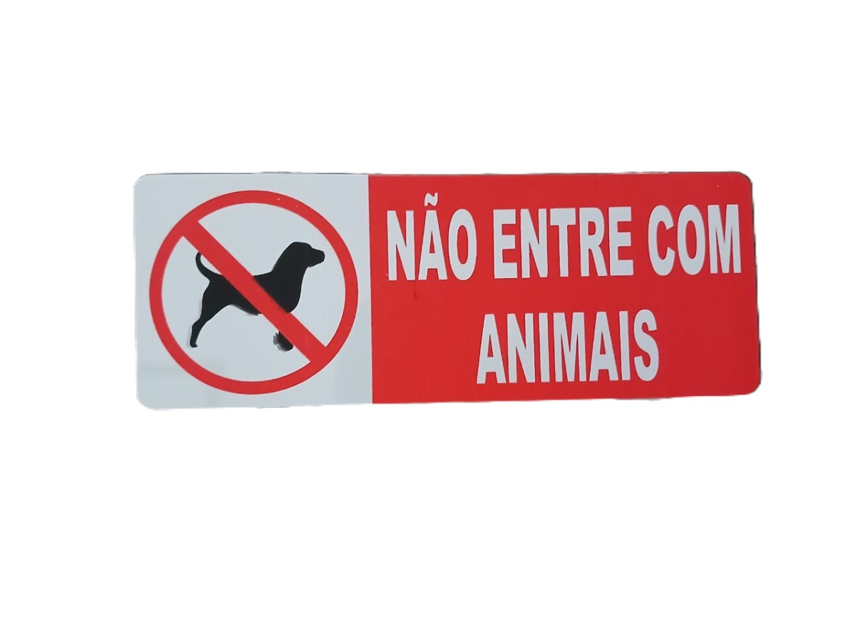 Plaquinha 19x7cm Não Entre com Animais