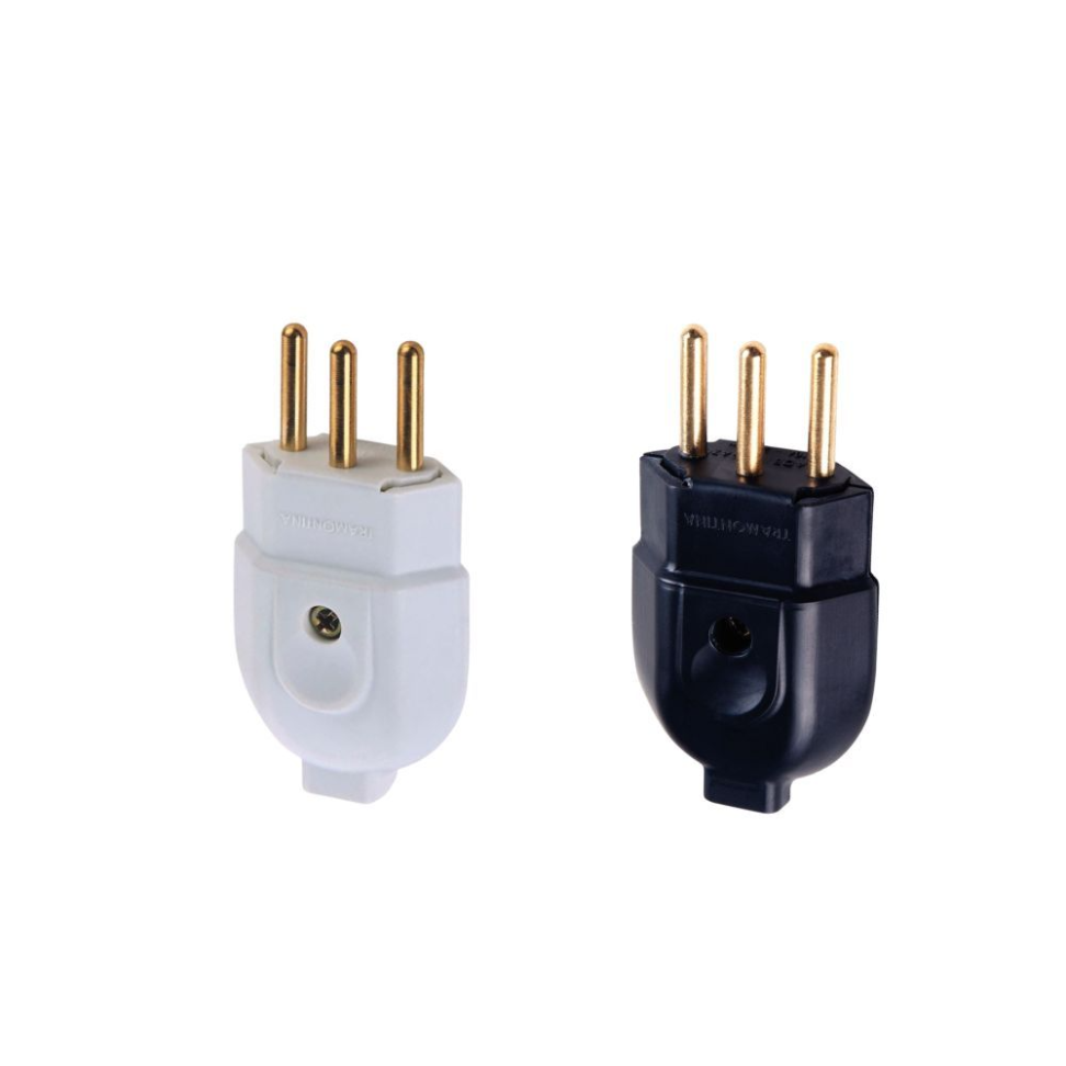 Plugue Macho Tramontina 2P+T 20A 250V Preto/Branco