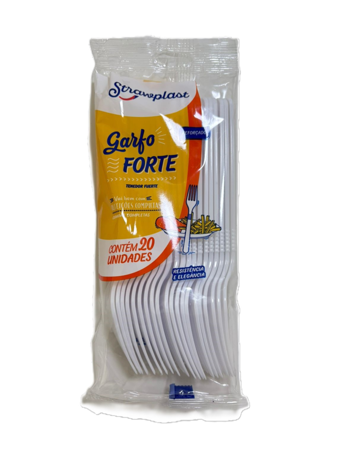 Garfo Strawplast Forte Branco C/20