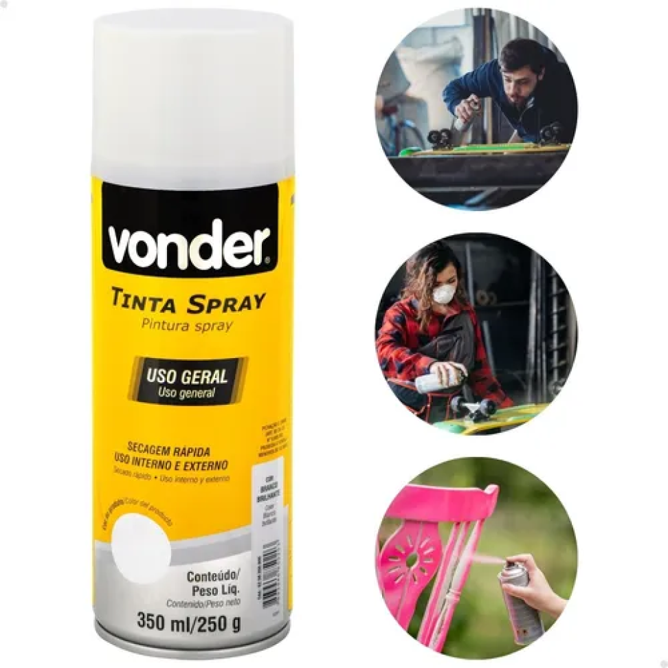 Tinta Spray Vonder Branco Brilhante 350ml
